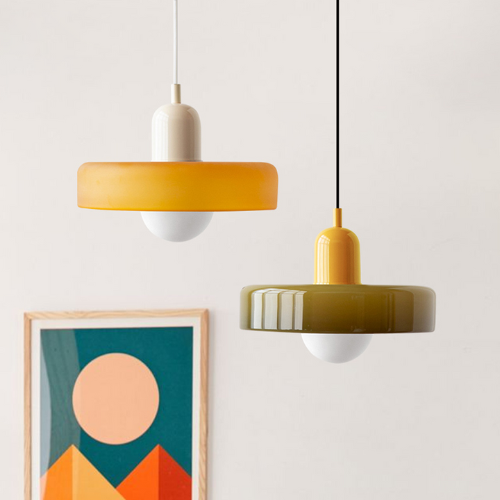 Bunte Hängeleuchte im Bauhaus-Stil - StiloGlas