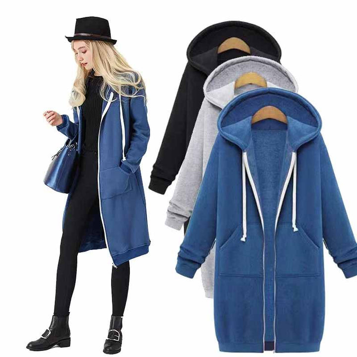 Lässige lange Damen-Strickjacke - CozyZip