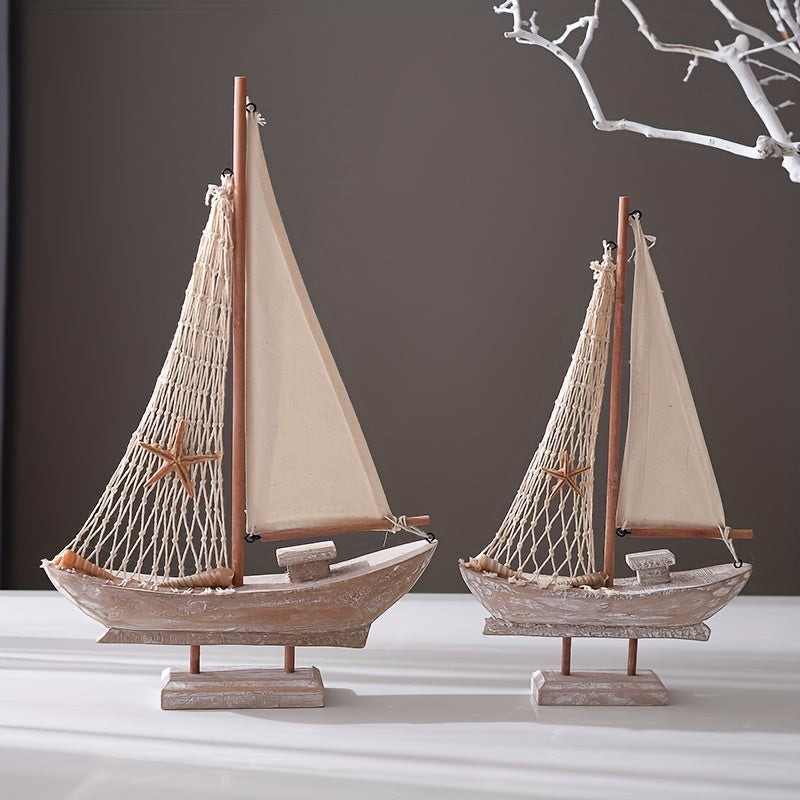 Vintage-Segelboot aus Holz – Maritime Dekoration für Wohnzimmer, Büro oder Schlafzimmer