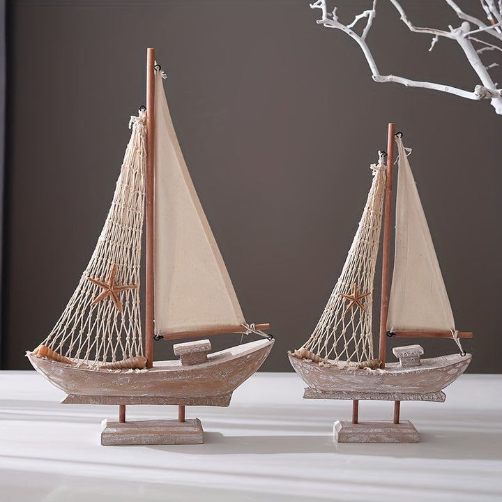 Vintage-Segelboot aus Holz – Maritime Dekoration für Wohnzimmer, Büro oder Schlafzimmer