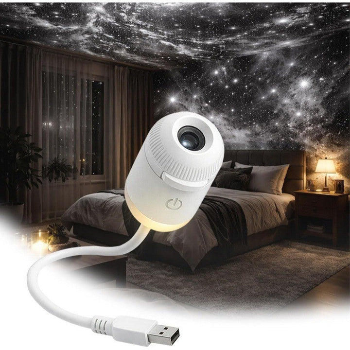 Projektionslampe mit Sternenhimmel-Dias, Touch-Bedienung und USB