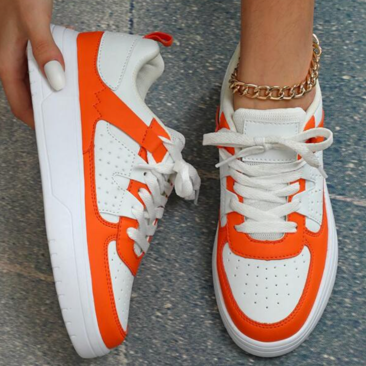 Damen Sommer-Sneaker mit Schnürsenkeln und dicker Sohle