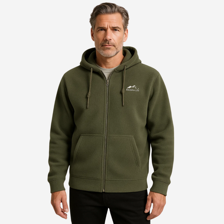 Herren Fleecejacke mit Kapuze & Reißverschluss – Sören