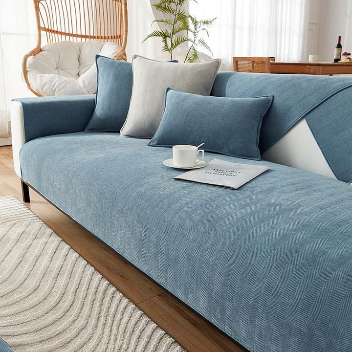 AestheticCover™ | Sofabezug aus Chenille mit Fischgrätmuster