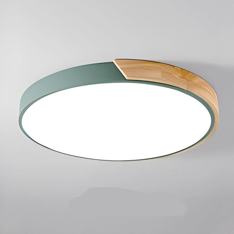 Runde Nordic-Macaron-Deckenlampe aus Holz