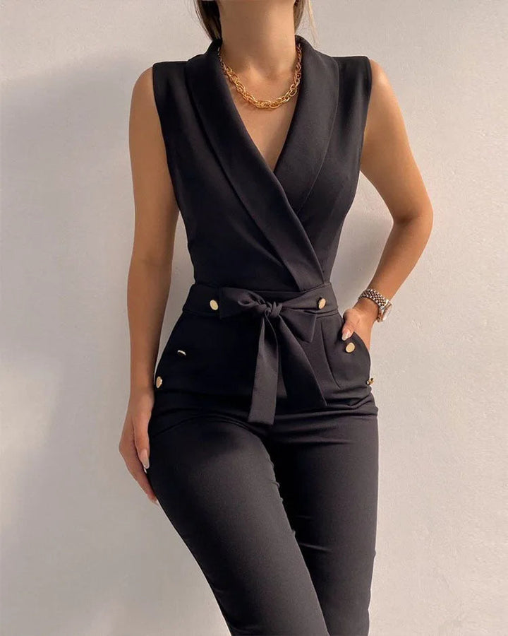 Ärmelloser Jumpsuit mit V-Ausschnitt