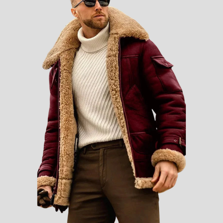 Herren-Bikerjacke in Kamelfarbe