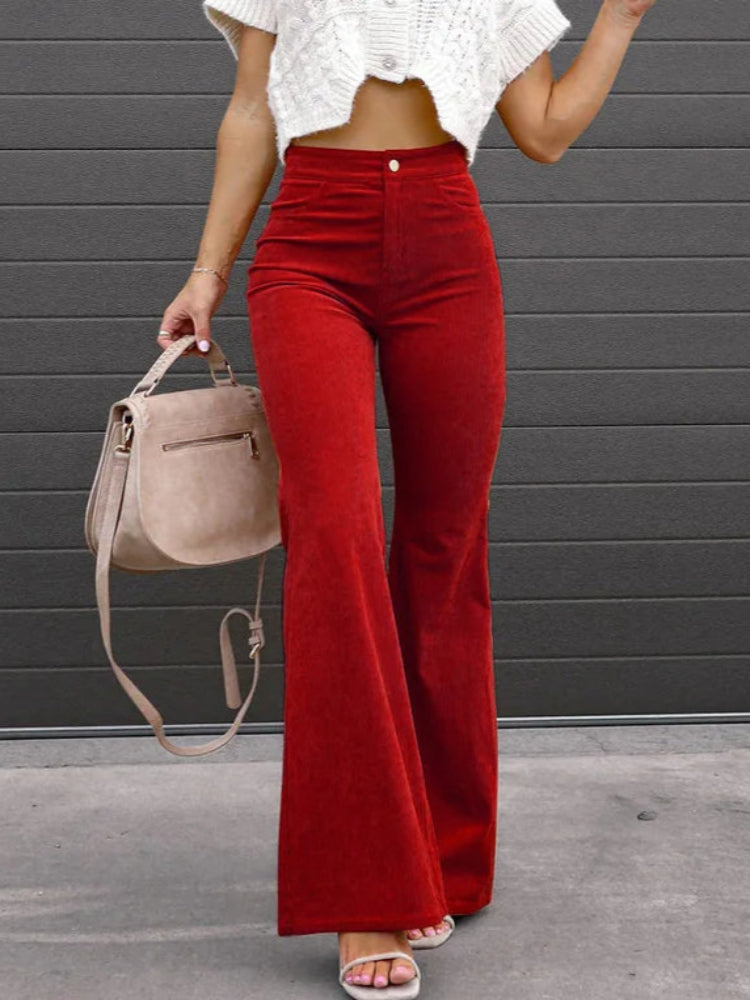 Modische Cordhose mit ausgestelltem Bein für Damen
