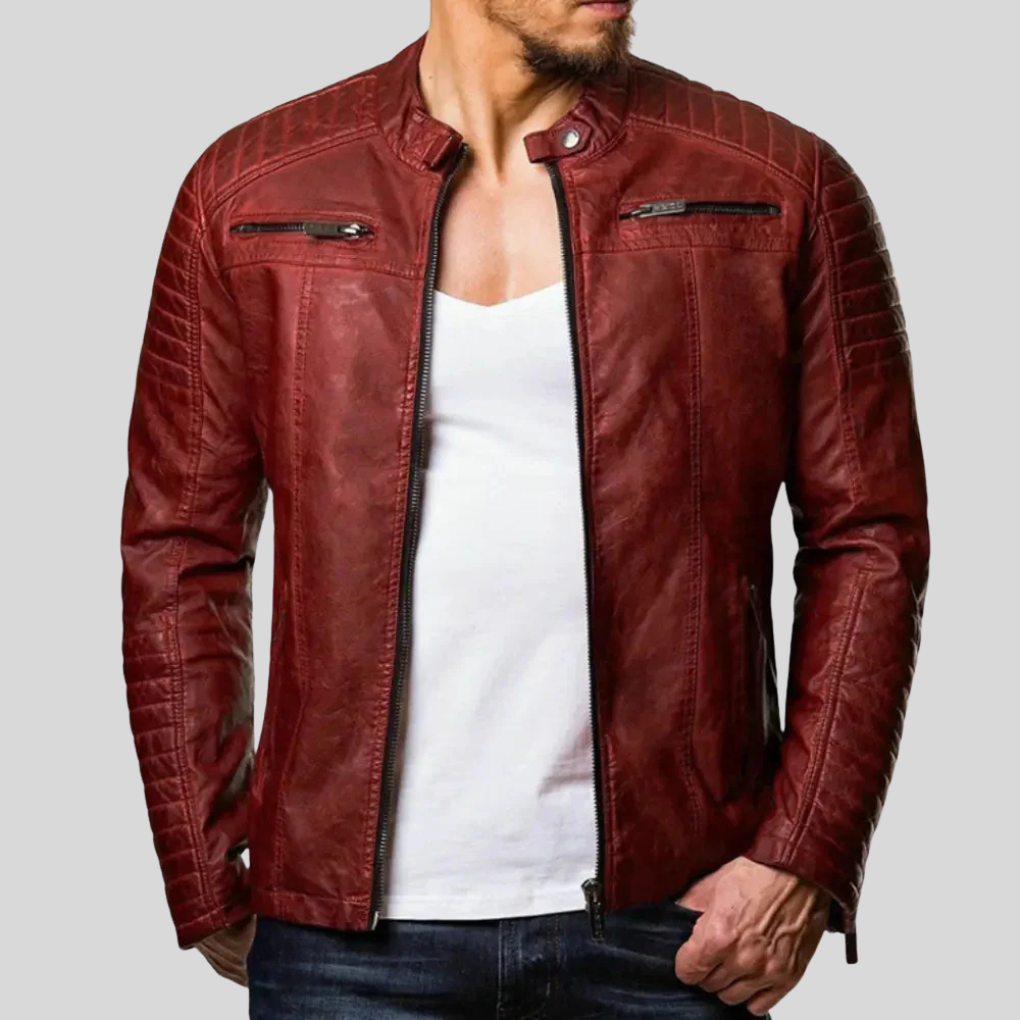 Windabweisende Lederjacke für Herren