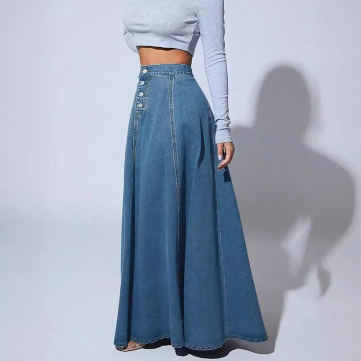Damen-Jeansrock in A-Linie mit Knopfverschluss