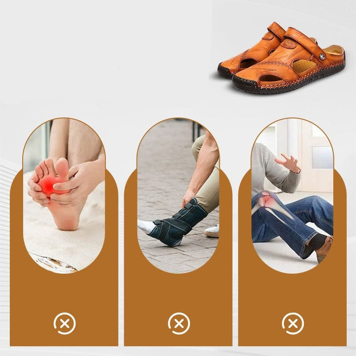 Herren-Ledersandalen mit verstellbarem Klettverschluss