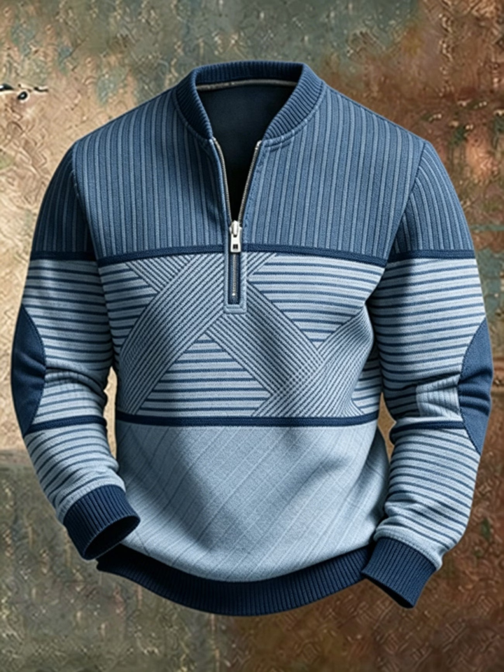 Stylischer Herrenpullover mit Halbreissverschluss