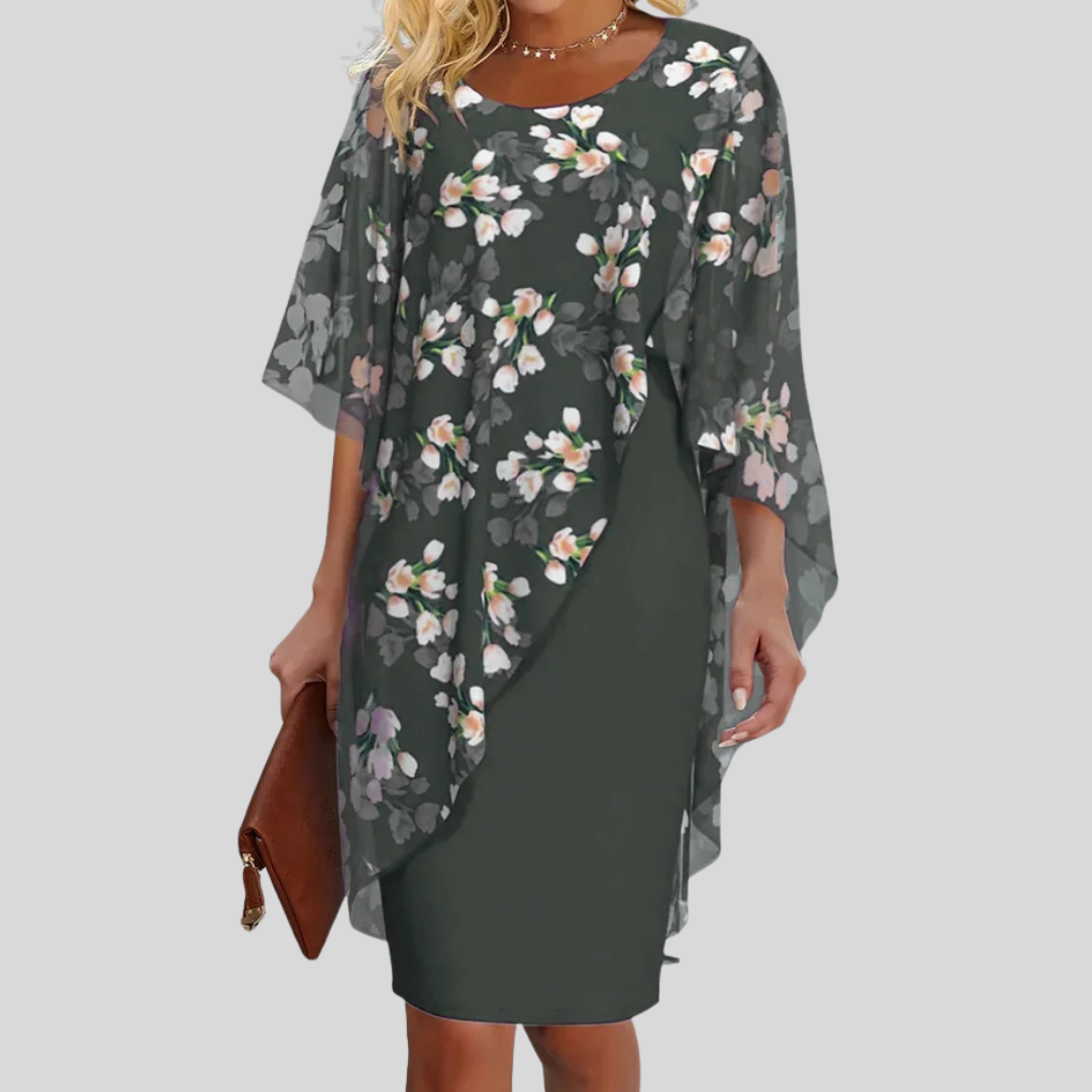 Elegantes Blumen-Chiffon-Kleid