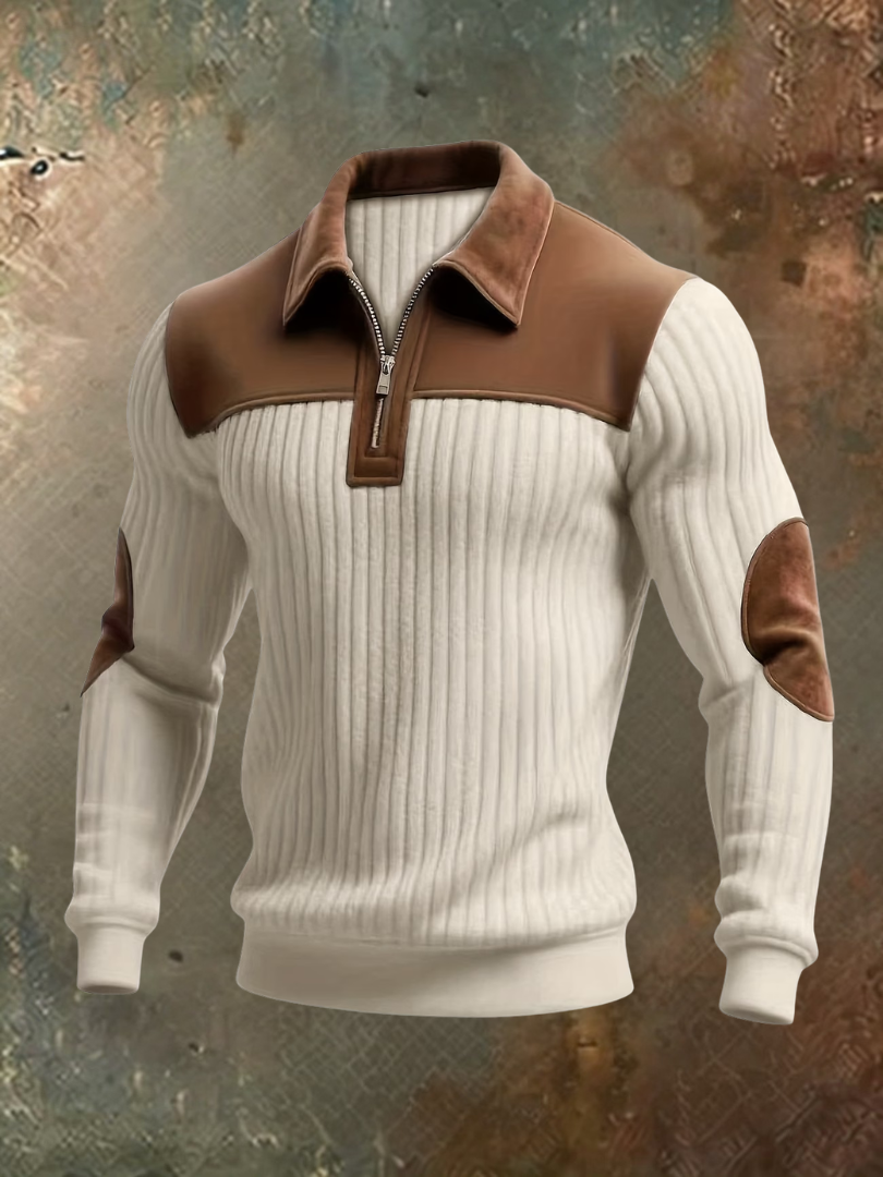 Luxuriöser Herrenpullover mit Details in Wildlederoptik