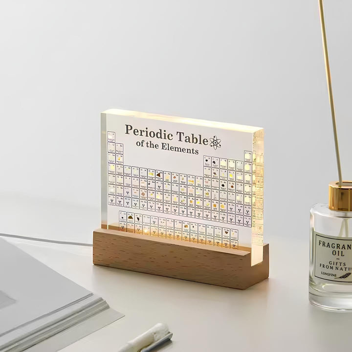 Beleuchtete Periodensystem-Tafel mit echten Elementen - Elementa