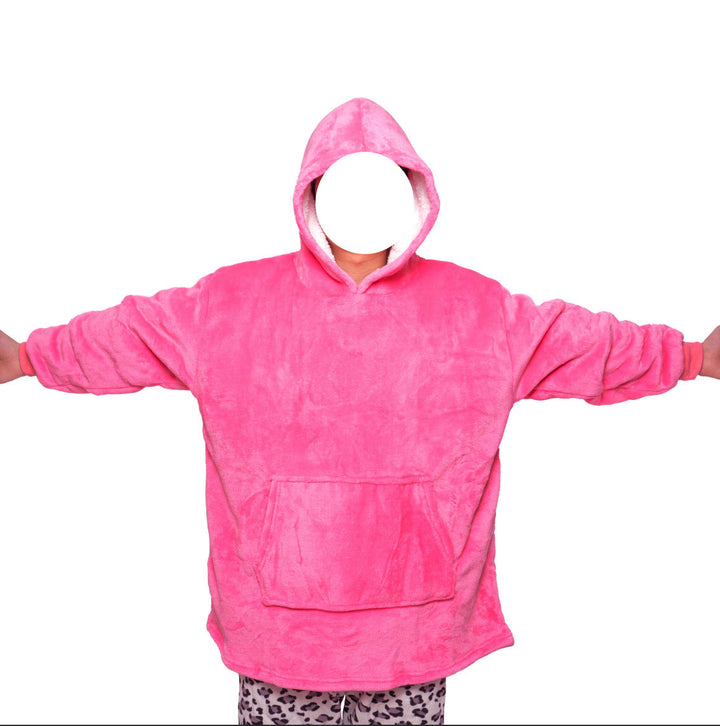 Decken-Hoodie aus Flanell mit Kapuze und Tasche – Einheitsgrösse