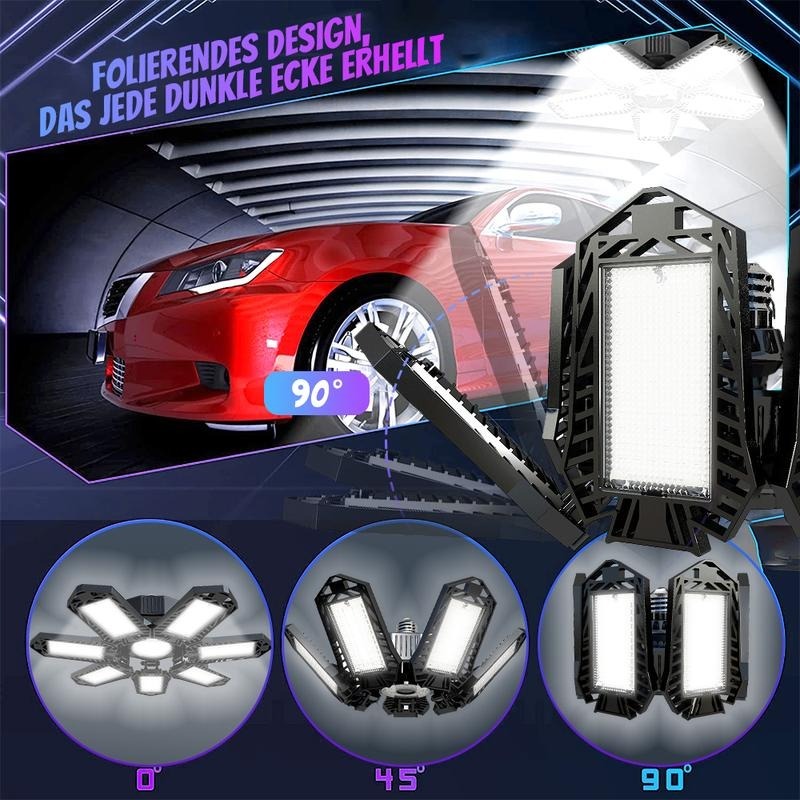 Verstellbare LED-Panel-Leuchte 6500K E26/E27 – Lampe für Garage und Werkstatt