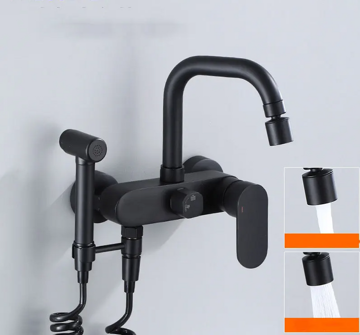 AquaJet Wandarmatur in Schwarz aus Messing