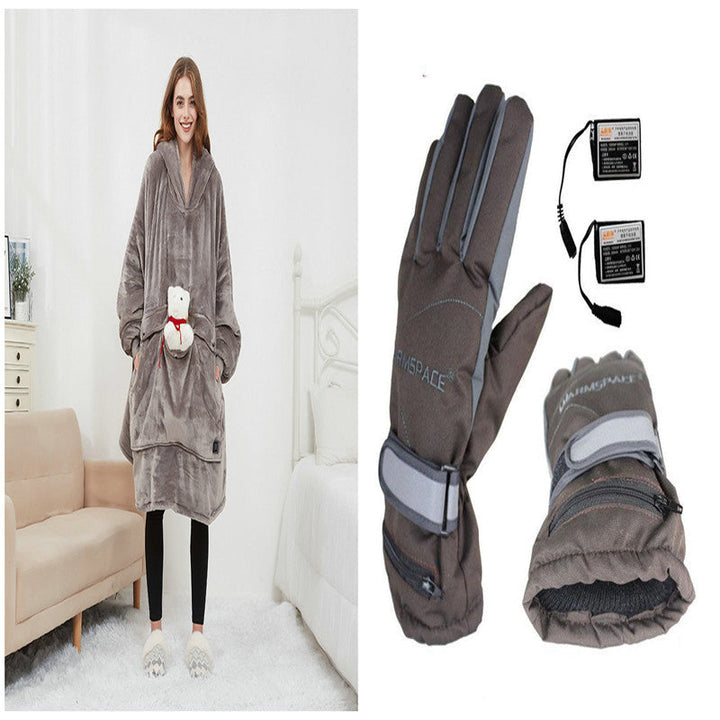 Beheizte Oversize-Hoodie-Decke aus Sherpa mit 3 Stufen