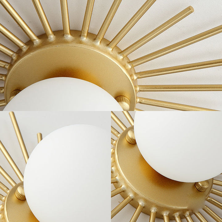 Kugelförmige Deckenlampe mit Lampenschirm aus mattem Glas, minimalistisch, 1-flammig, Deckenmontage in Gold