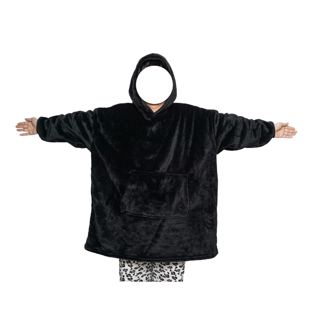Decken-Hoodie aus Flanell mit Kapuze und Tasche – Einheitsgrösse