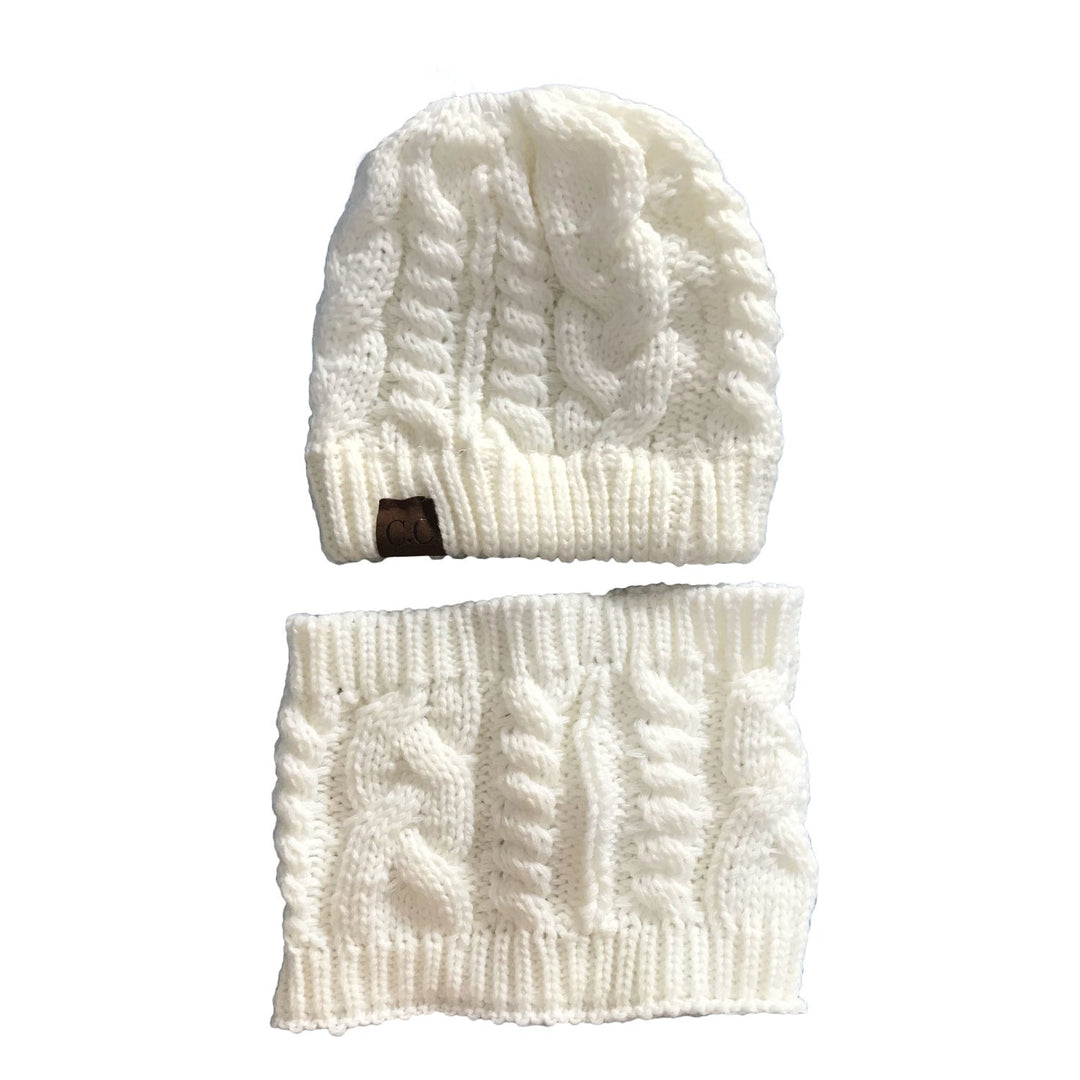 Strickmütze mit separatem Schlauchschal für Damen – dehnbar und warm