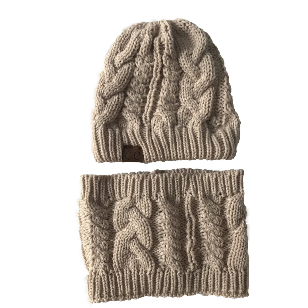 Strickmütze mit separatem Schlauchschal für Damen – dehnbar und warm