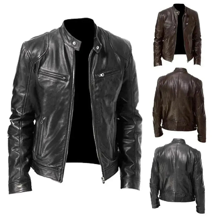 Robuste Motorradjacke aus Leder für Herren