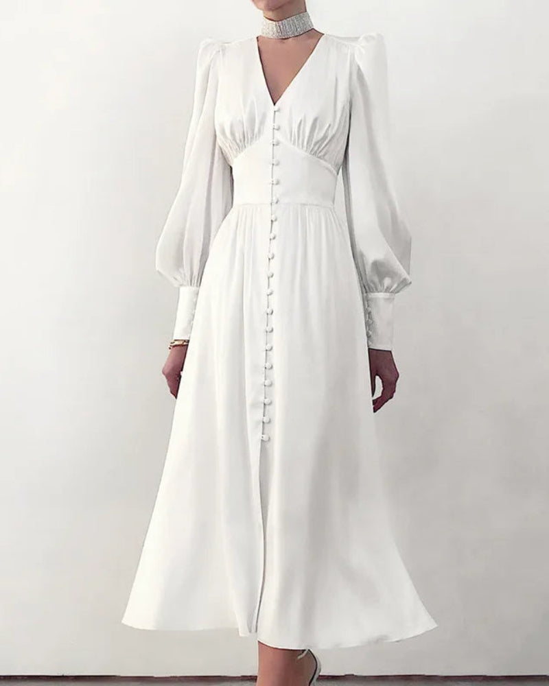 Elegantes Maxikleid aus Satin mit V-Ausschnitt