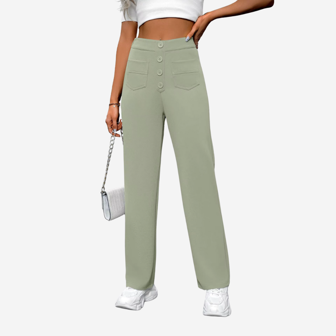 Hoch taillierte Straight-Leg-Hose für Damen