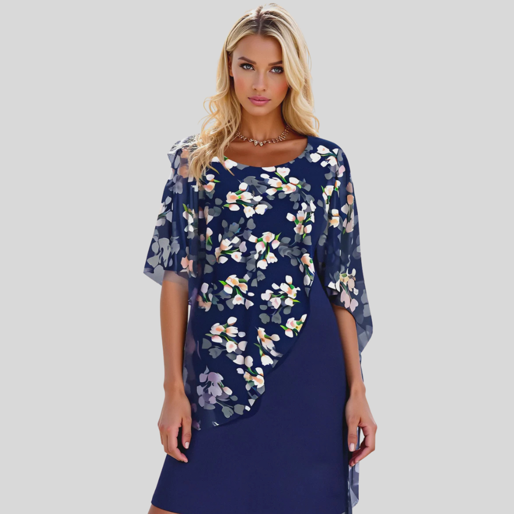 Elegantes Blumen-Chiffon-Kleid