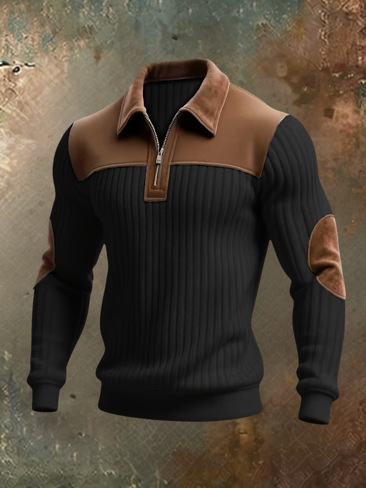 Luxuriöser Herrenpullover mit Details in Wildlederoptik