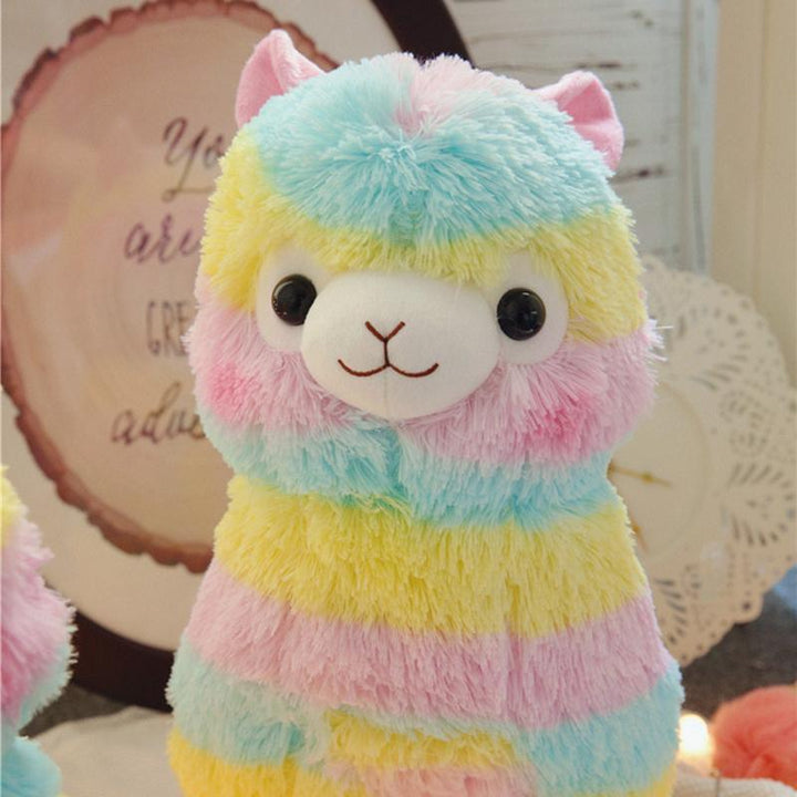 Kuscheliges Regenbogen-Alpaka-Plüschtier für Babys und Kinder