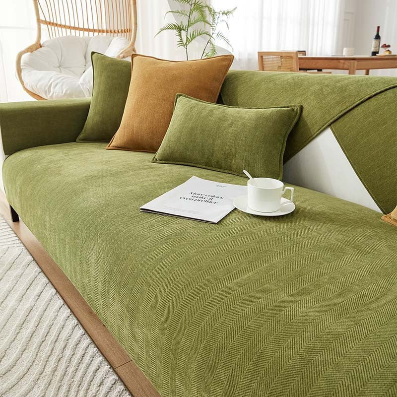 AestheticCover™ | Sofabezug aus Chenille mit Fischgrätmuster