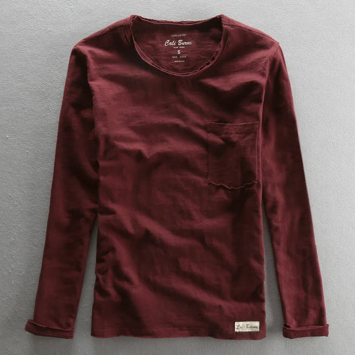 Vintage-Baumwollshirt mit langen Ärmeln und Rundhalsausschnitt
