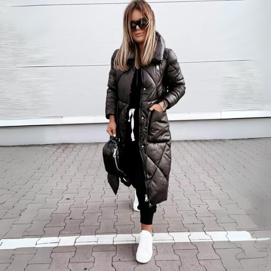 Elora Lange winterjacke mit Daunenfüllung für Frauen - Winddicht & wasserabweisend