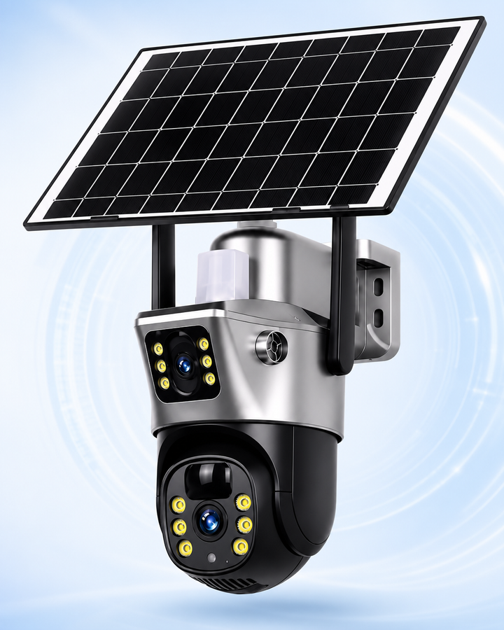 Solarbetriebene kabellose Sicherheitskamera mit 4G LTE oder WLAN, 2K, PTZ, Nachtsicht