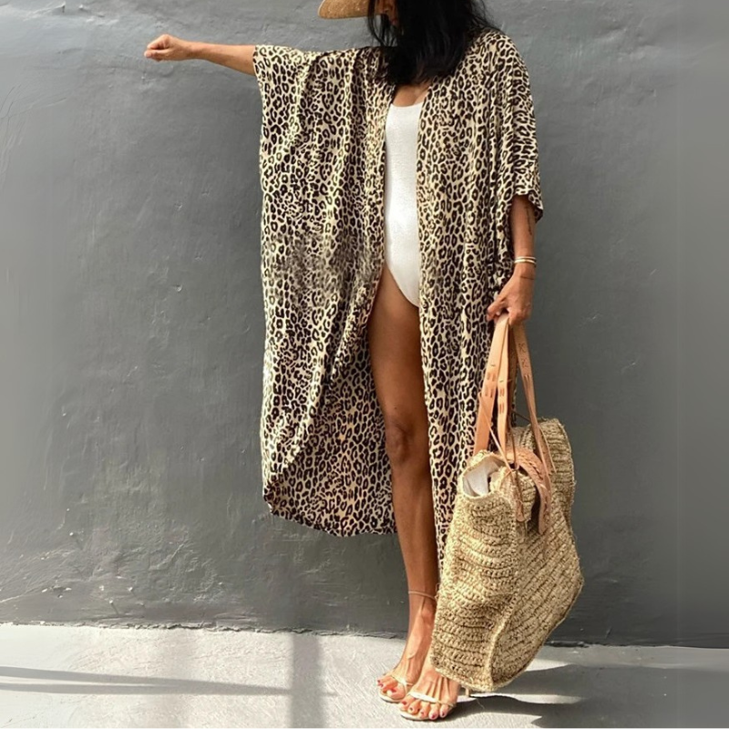 Boho-Chiffon-Strandbluse mit Kimonoärmeln – Ziva
