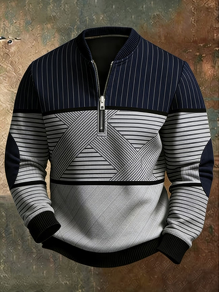Stylischer Herrenpullover mit Halbreissverschluss
