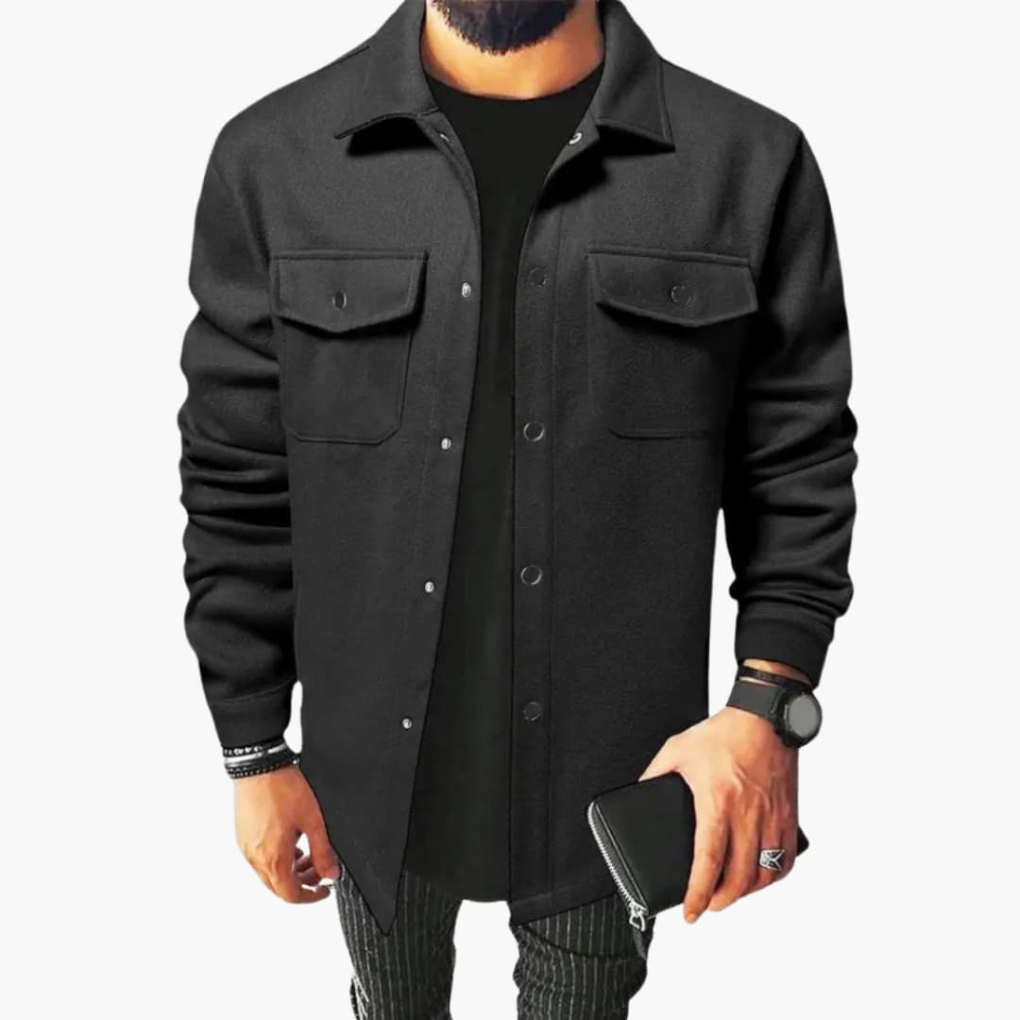 Herrenhemdjacke mit Knopfleiste