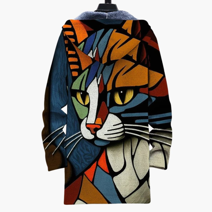 Unisex Kapuzenzipper mit Katzenprint-Design
