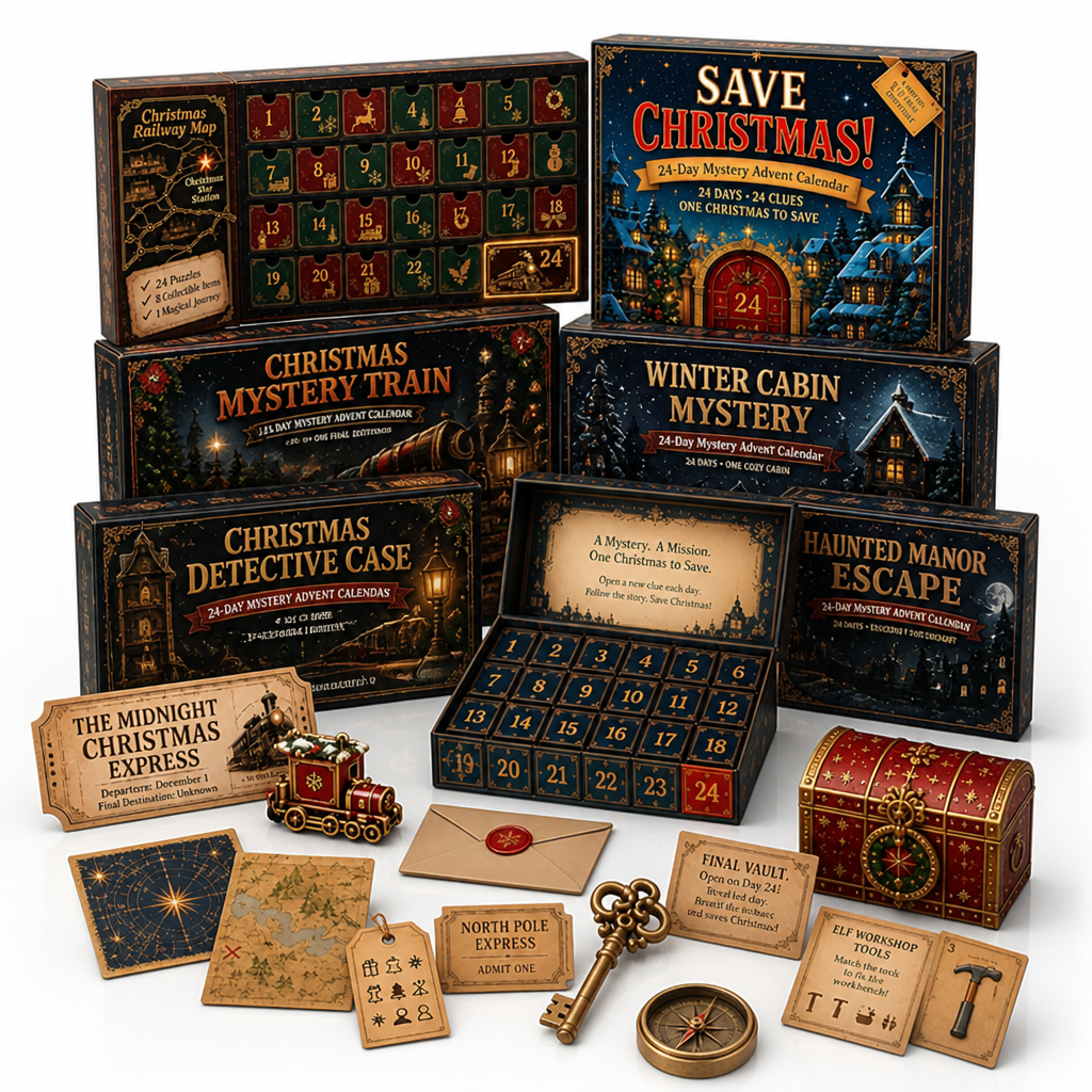 24-Tage-Escape-Room-Rätsel-Adventskalender mit 6 Geheimthemen