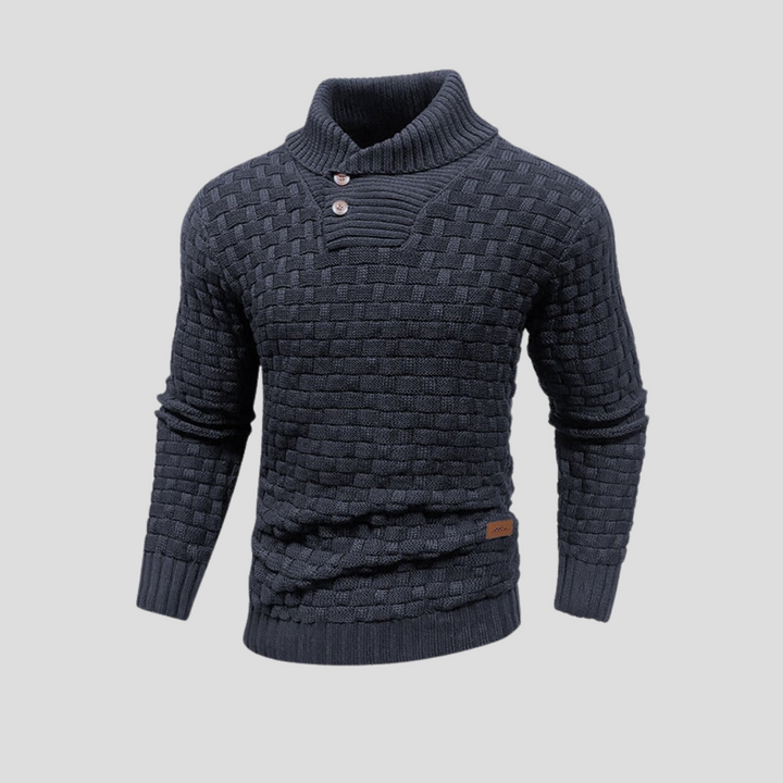 Halbkragen-Pullover mit Knöpfen für Herren