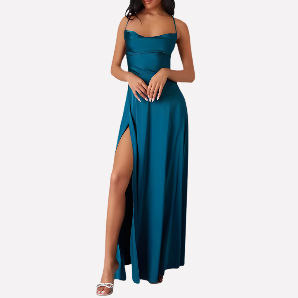 Damen Rückenfreies Maxi-Kleid mit Hohem Seitenschlitz