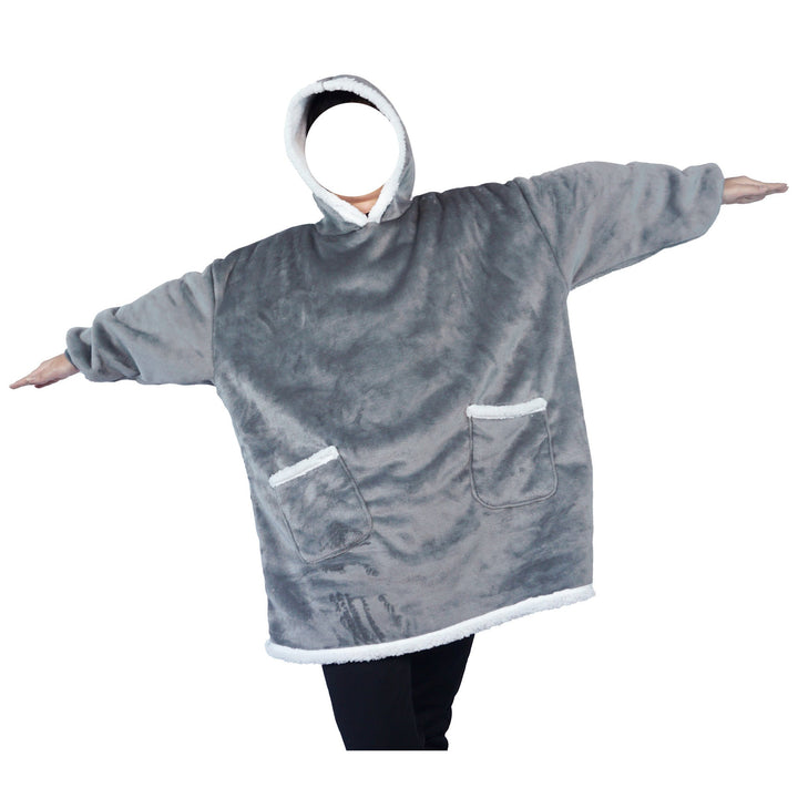 Decken-Hoodie aus Flanell mit Kapuze und Tasche – Einheitsgrösse