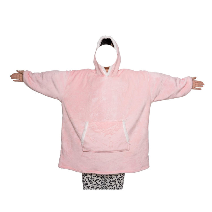Decken-Hoodie aus Flanell mit Kapuze und Tasche – Einheitsgrösse