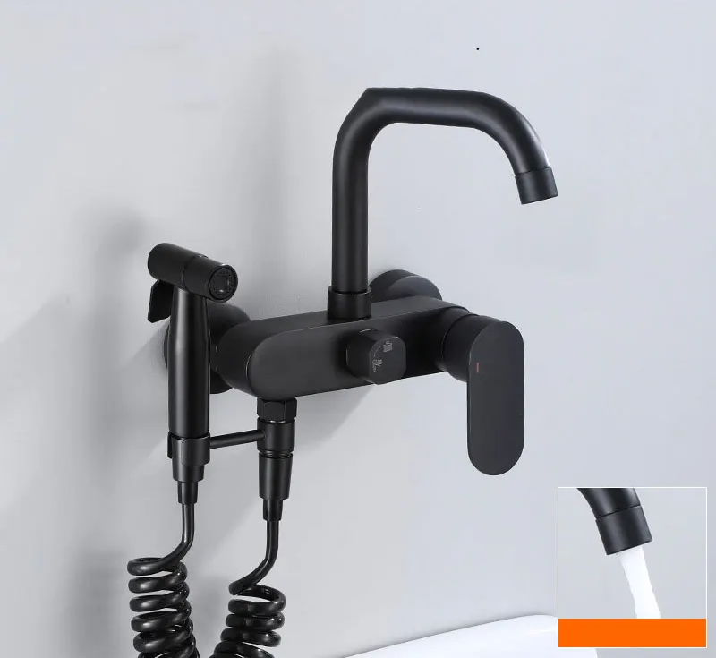 AquaJet Wandarmatur in Schwarz aus Messing