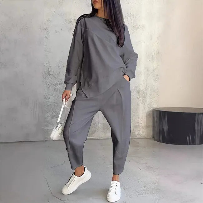 Zweiteiliges Set: Lässiges Langarm-Sweatshirt und Jogginghose