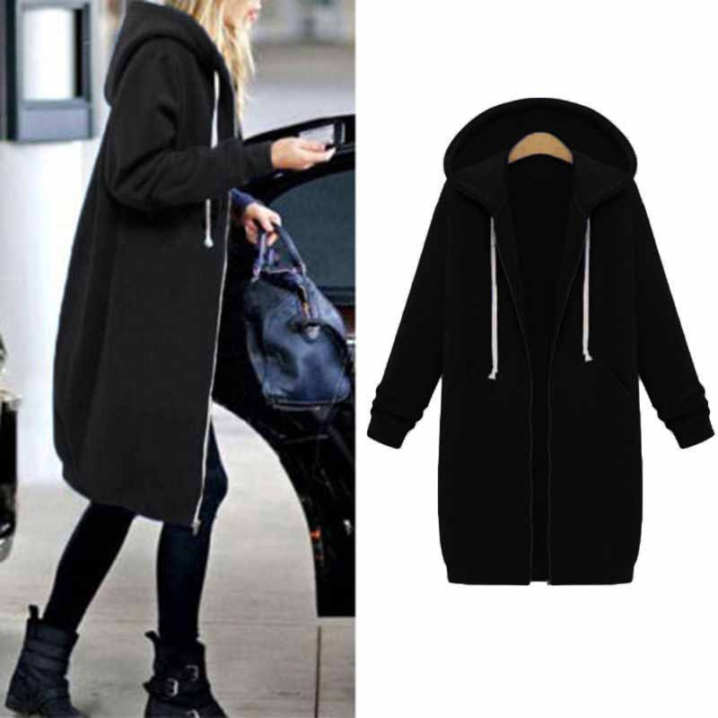 Lässige lange Damen-Strickjacke - CozyZip