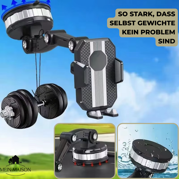 GripTech Handyhalterung fürs Auto | Starker Halt mit Saugnapf | 360°-Drehung | Einhandbedienung